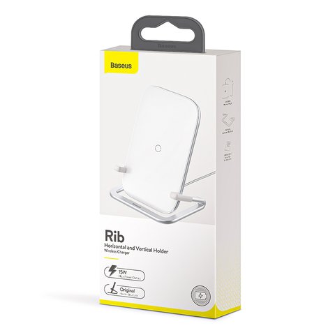 Беспроводное зарядное устройство Baseus BS-W502, белое, USB тип-A, 15 Вт, с подставкой, #WXPG-02 Превью 1