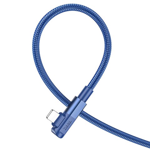 USB кабель Hoco U108, USB тип-C, Lightning, 200 см, 20 Вт, синий, Г-образный, в нейлоновой оплетке, #6931474764874 Превью 2