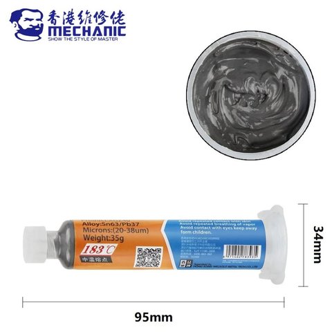 BGA паста Mechanic XGZ40, Sn 63%, Pb 37%, 183 °C, 35 г Превью 1