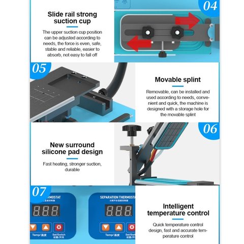 LCD Touch Screen Glass Separator Sunshine S-918M, (with vacuum pump, for LCDs up to 7") Preview 7