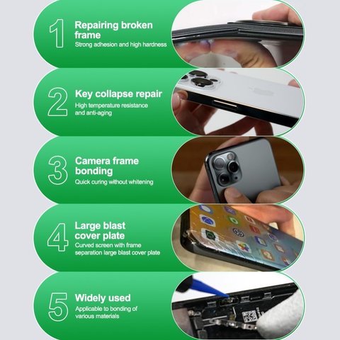 Adhesivo RELIFE RL-035D, transparente, UV, para reparar grietas, para marcos de pantalla, 10 ml Vista previa  2