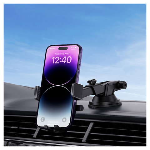 Автомобільний тримач Baseus UltraControl Pro, чорний, на дефлектор, вакуумний присос, #C40351600113-00 Прев'ю 2