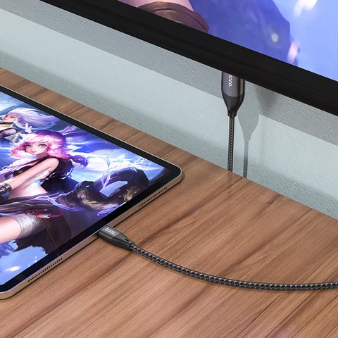 Адаптер Hoco UA16, для проектора, для монітора, USB тип-C, HDMI, сірий, 4K, #6931474755025 Прев'ю 3