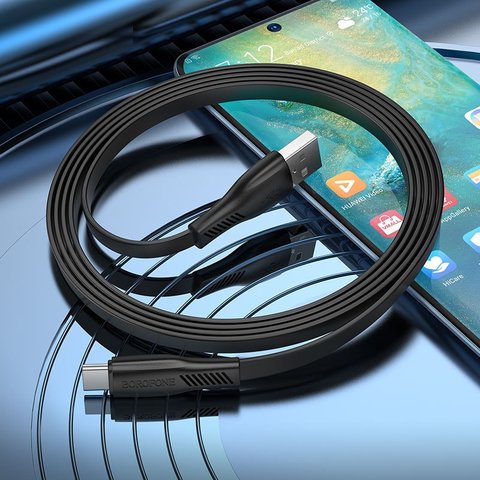 USB кабель Borofone BX85, USB тип-C, USB тип-A, 100 см, 3 A, белый, #6974443387124 Превью 2