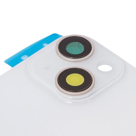 Задняя панель корпуса для iPhone 14, белая, со стеклом камеры, Original (PRC), Starlight, small hole Превью 1