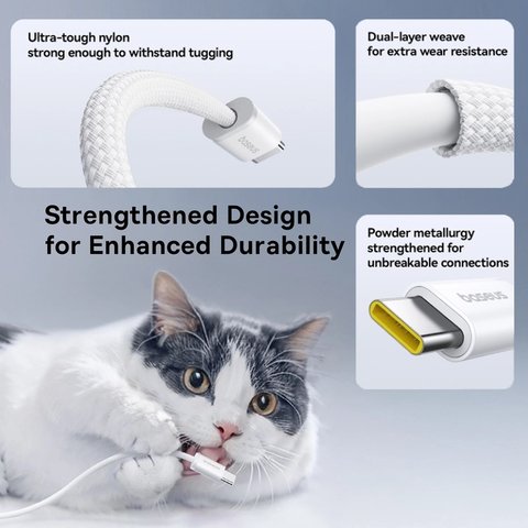 USB кабель Baseus Dynamic 4, 2xUSB тип-C, 100 см, 100 Вт, розовый, в нейлоновой оплетке, #P10381400411-00 Превью 2